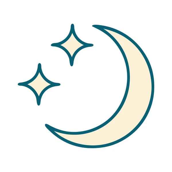 Image Emblématique Style Tatouage Une Lune Des Étoiles — Image vectorielle
