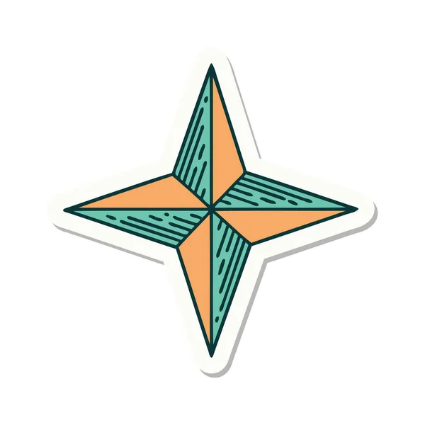 Sticker Tattoo Traditional Style Star — Stock Vector