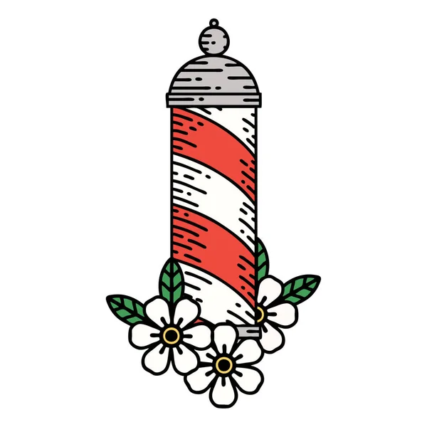 Tattoo Traditional Style Barbers Pole — Stock Vector