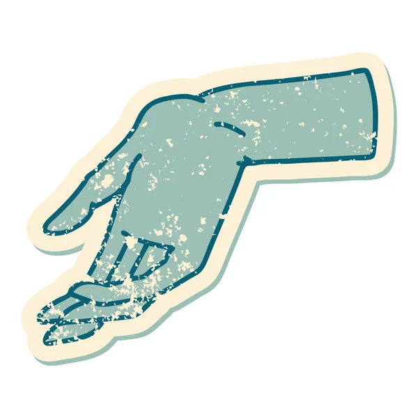 象徴的な悲しみのステッカータトゥースタイルの手のイメージ — ストックベクタ