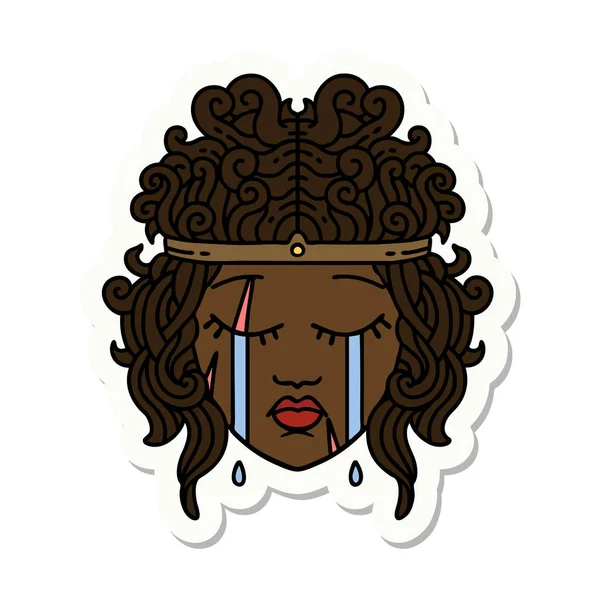 Sticker Crying Human Barbarian — Stock Vector