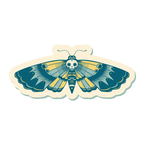 Sticker Tattoo Traditional Style Deaths Head Moth — Stock Vector