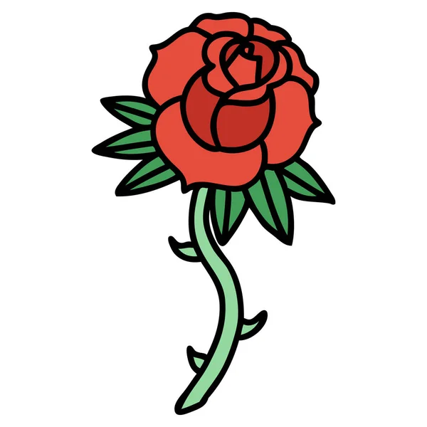 Tattoo Traditional Style Rose — Stock Vector