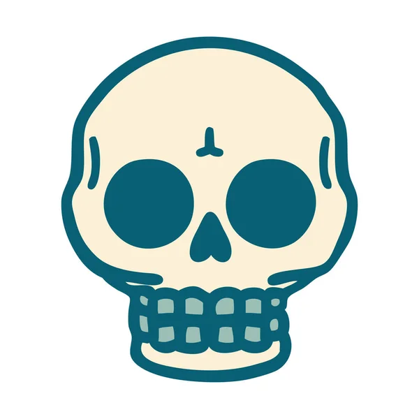 Iconic Tattoo Style Image Skull — Stock Vector