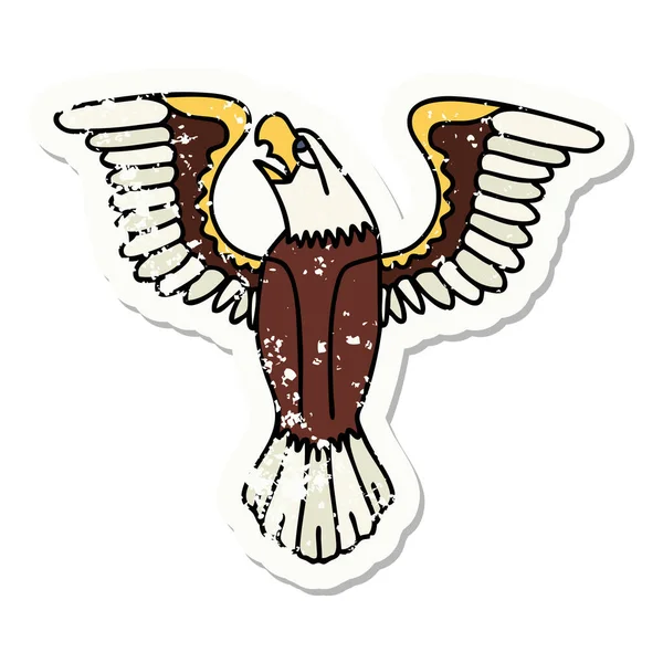 Tatouage Autocollant Détresse Dans Style Traditionnel Aigle Américain — Image vectorielle