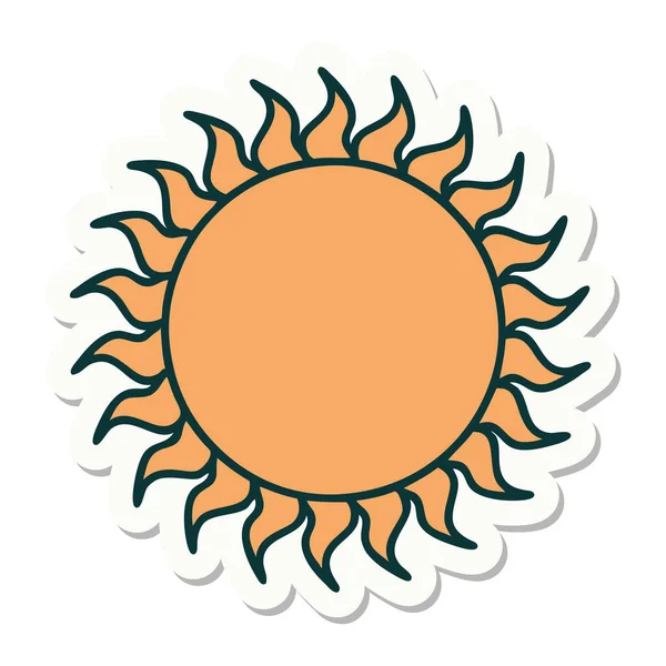 Autocollant Tatouage Dans Style Traditionnel Soleil — Image vectorielle