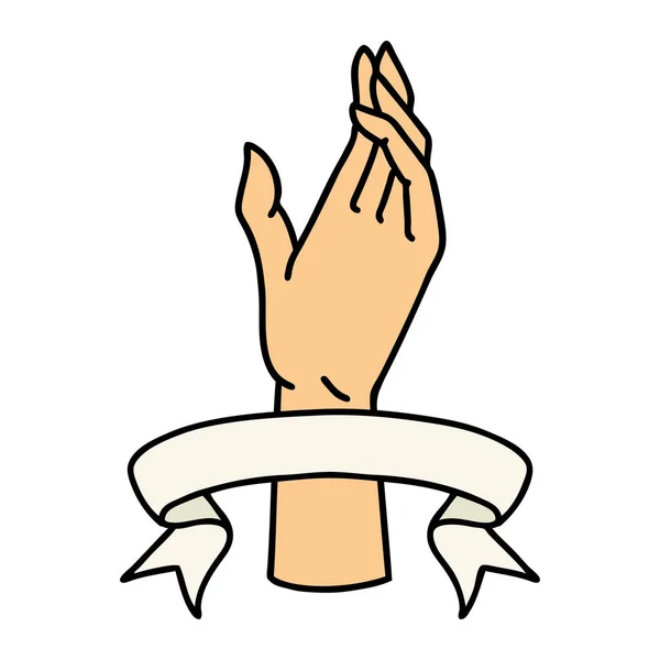 Традиционная Татуировка Знаменем Руки — стоковый вектор