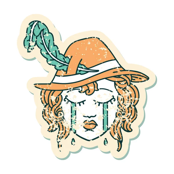 Grunge Sticker Crying Human Bard — Stock Vector