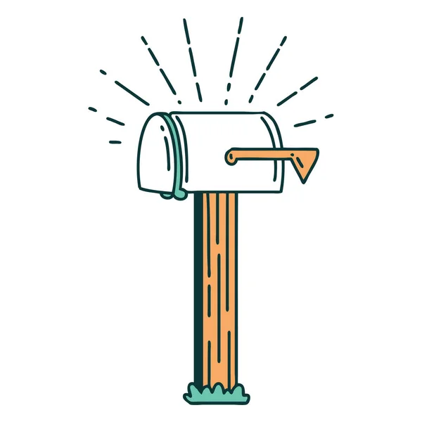Illustration Eines Traditionellen Tätowierstils Geschlossener Briefkasten — Stockvektor