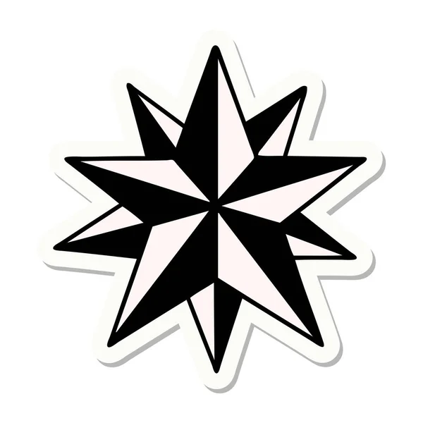 Etiqueta Tatuagem Estilo Tradicional Uma Estrela — Vetor de Stock