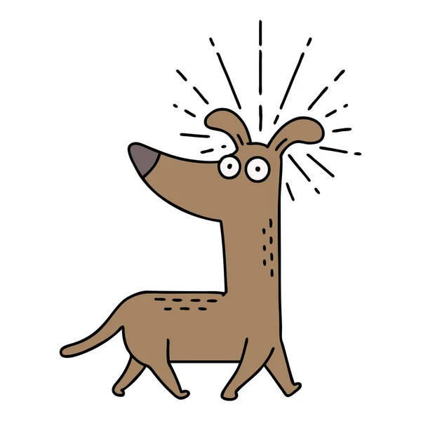 Ilustrace Tradičního Tetovacího Stylu Překvapeného Psa — Stockový vektor