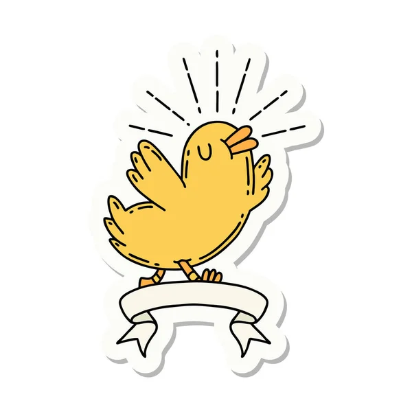 Sticker Tattoo Style Happy Bird — Stock Vector