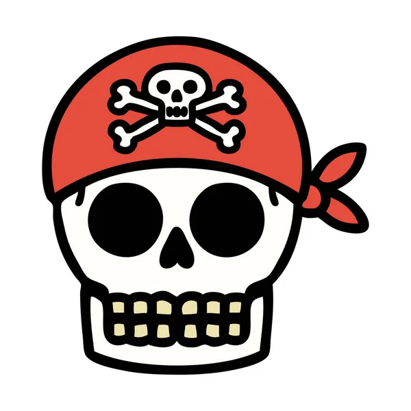 Tatuaje Estilo Tradicional Cráneo Pirata — Vector de stock