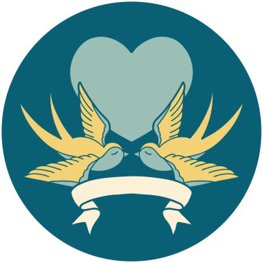 Kırlangıç bayrağı ve kalp dövmesi simgesi