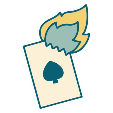 Yanan bir kartın ikonik dövme tarzı görüntüsü