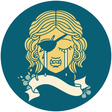 Retro Dövme Biçimi Ağlayan Ork düzenbaz karakter yüzü