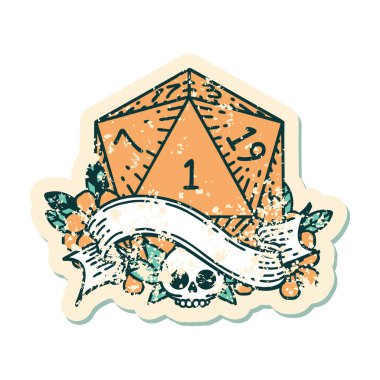 Retro Dövme Biçimi Doğal bir d20 zar atma