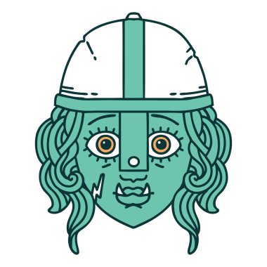 Retro Dövme Biçimli Ork savaşçı yüzü