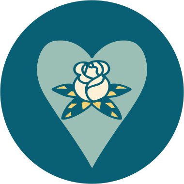 Bir kalp ve çiçeğin ikonik dövme görüntüsü