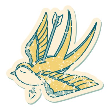 ok ile delinmiş bir kırlangıcın sembolik dövmeli görüntüsü