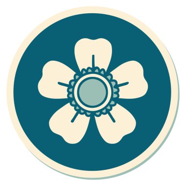 Geleneksel bir çiçek stiliyle dövme çıkartması