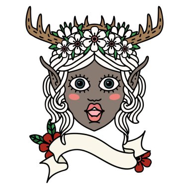 Retro Dövme Biçimli Elf Karakter Yüzü