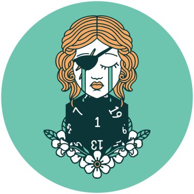 Ağlayan insan dolandırıcısının doğal bir d20 rulosu.