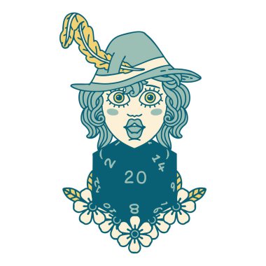 Retro Dövme Tarzı 20 zarlı insan ozanı