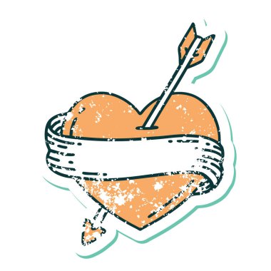 ok kalbi ve pankartın sembolik dövmeli görüntüsü