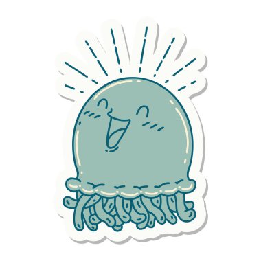 Dövme stili çıkartma. Mutlu denizanası.