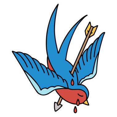 Kırlangıç gibi ağlayan geleneksel bir dövme.