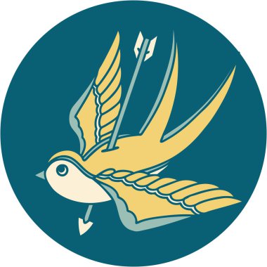 Okun deldiği bir kırlangıcın ikonik dövme şekli