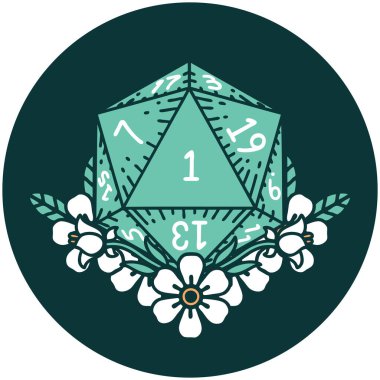 Doğal zarın ikonu çiçek elementleriyle yuvarlanır.