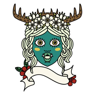 Retro Dövme Biçimli Orc Druid karakter yüzü