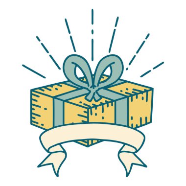 Dövme stili yılbaşı hediyeli parşömen.