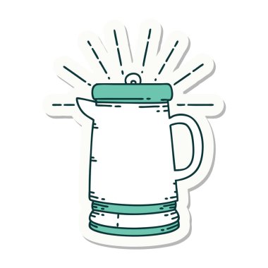 Dövme stili kahve demliği çıkartması.