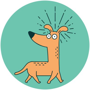 Dövme stili bir ikon Şaşırmış köpek