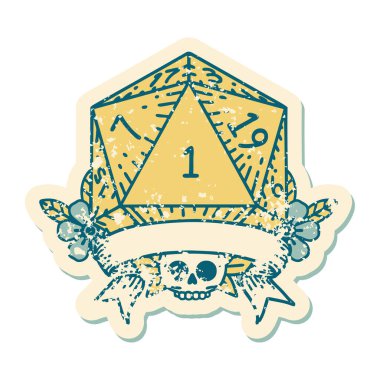 Retro Dövme Biçimi Doğal bir d20 zar atma