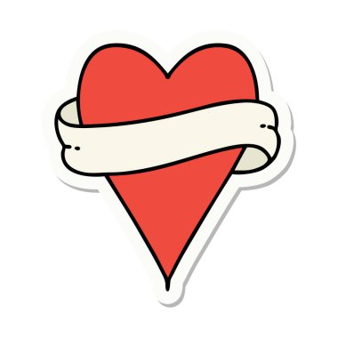 Geleneksel kalp ve bayrak stiliyle dövme çıkartması