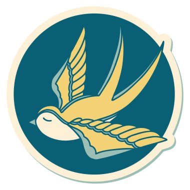 Dövme çıkartması geleneksel bir kırlangıç tarzında.