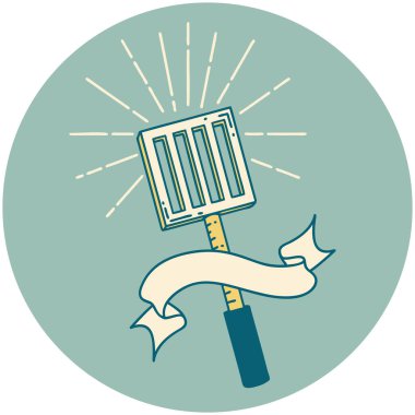 Dövme stili mutfak spatulasının simgesi