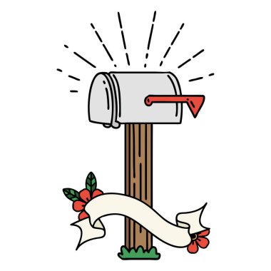 Dövme stili kapalı posta kutusuna sahip kaydırma pankartı