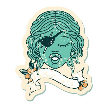 Retro Dövme Biçimli Ork karakter yüzü