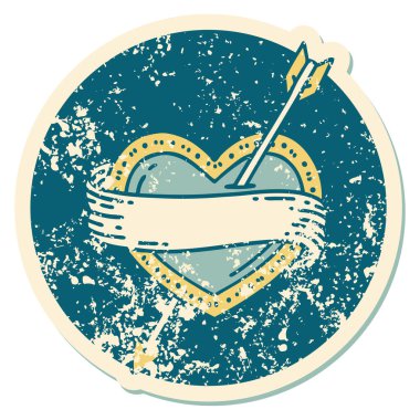 ok kalbi ve pankartın sembolik dövmeli görüntüsü