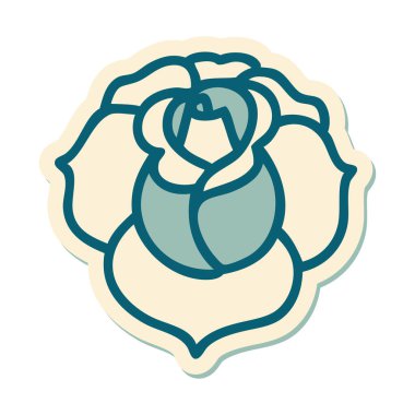 Geleneksel bir çiçek stiliyle dövme çıkartması