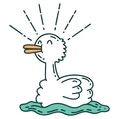 Geleneksel yüzen ördek dövmesi çizimi