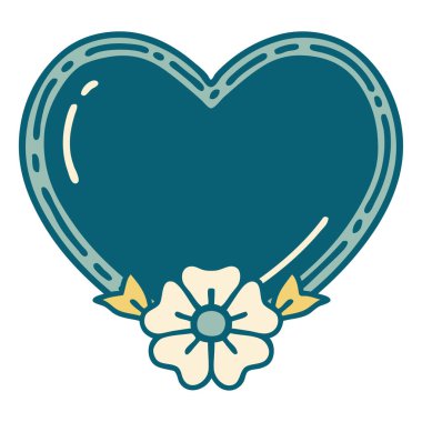 Bir kalp ve çiçeğin ikonik dövme şekli