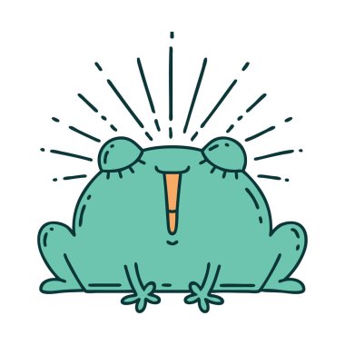 Geleneksel dövme stili mutlu kurbağanın çizimi