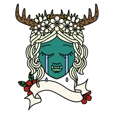 Retro Dövme Biçimi Ağlayan Ork Druid karakter yüzü