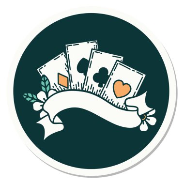 Geleneksel kart ve pankart stili dövme etiketi